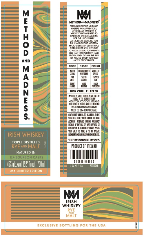 TABC label artwork for Method & Madness Rye Malt