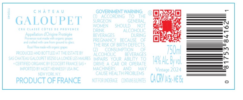 TABC label artwork for Chateau Galoupet Cru Classe Organic