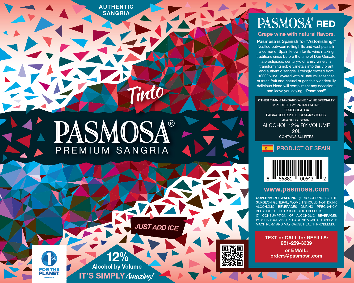 TABC label artwork for Pasmosa Tinto (20L)