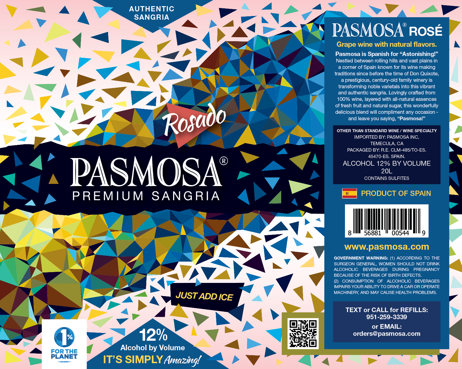 TABC label artwork for Pasmosa (20L)