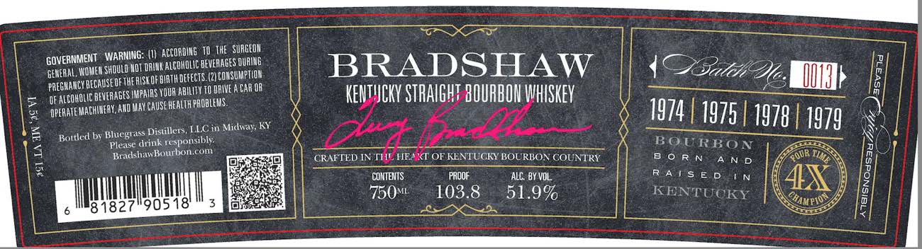 TABC label artwork for Bradshaw Bourbon (Bluegrass)