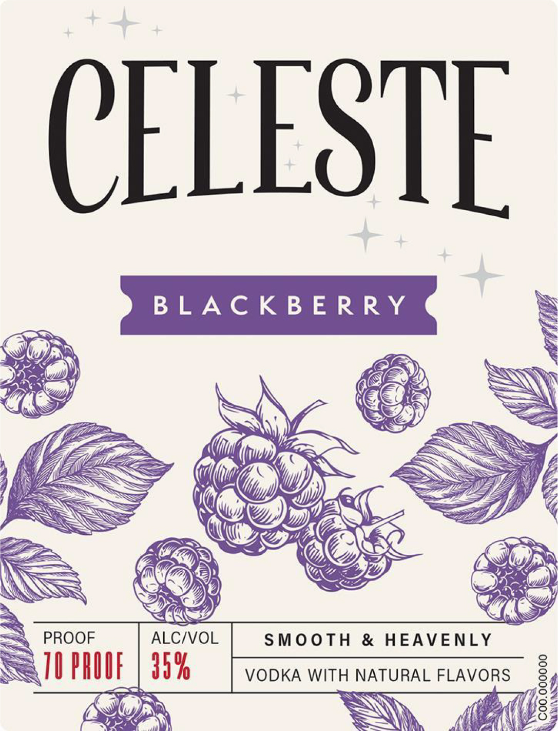 TABC label artwork for Celeste Blackberry Vodka