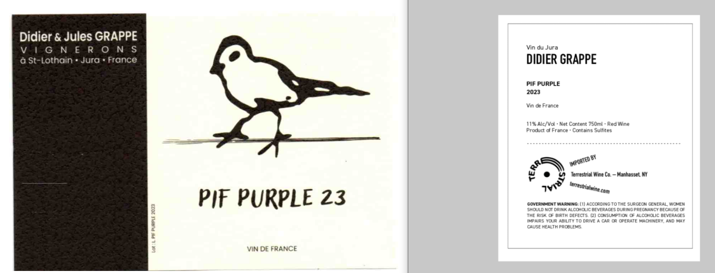 TABC label artwork for DIDIER GRAPPE PIF PURPLE RED