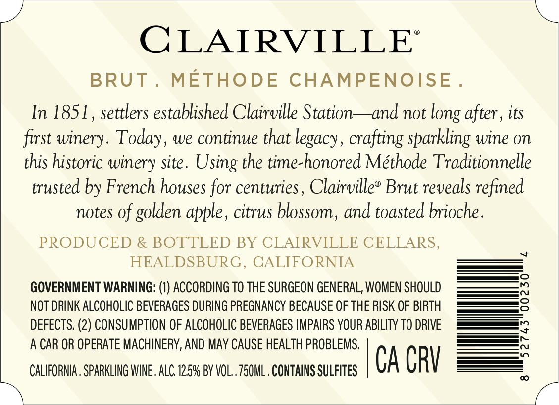 TABC label artwork for Clairville Brut Methode Champagne