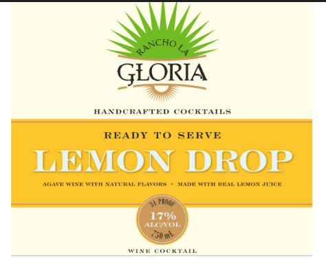 TABC label artwork for Rancho La Gloria Lemon Drop Wine Cocktail