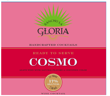 TABC label artwork for Rancho La Gloria Cosmopolitan