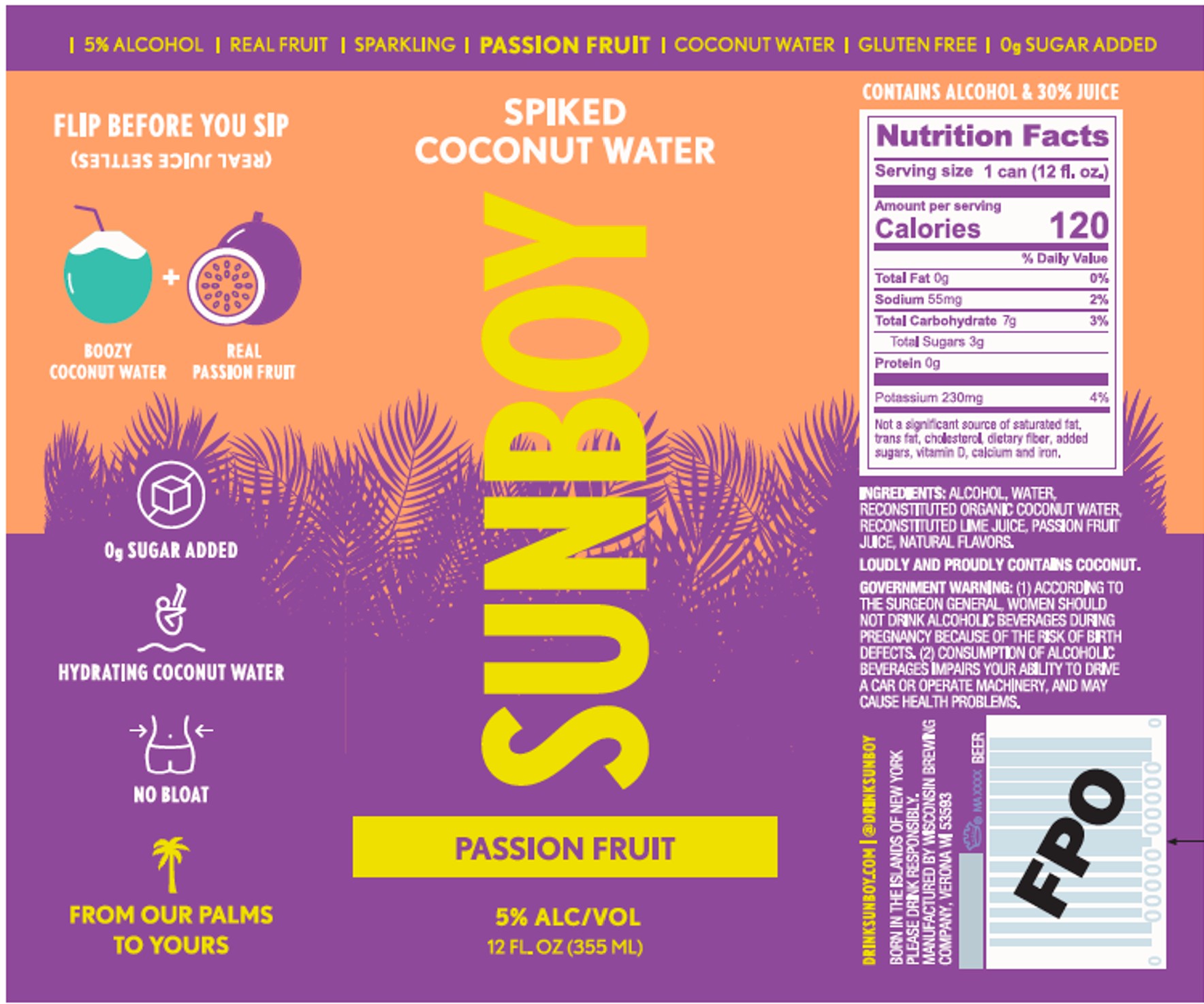 TABC label artwork for SUNBOY - Passion Fruit