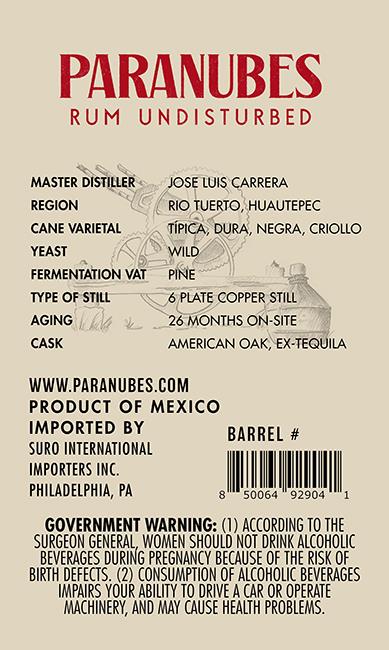 TABC label artwork for Paranubes Barrel Select Anejo Rum