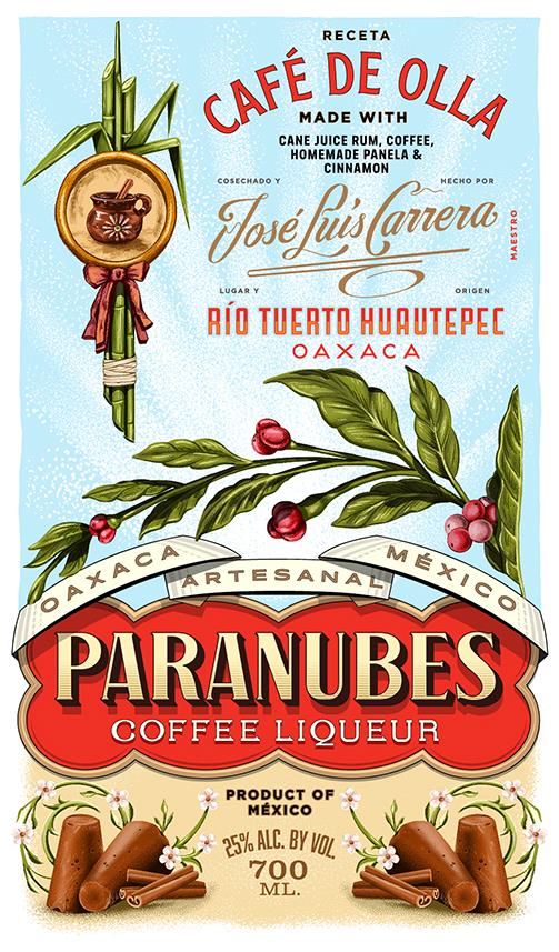 TABC label artwork for Paranubes Coffee Liqueur