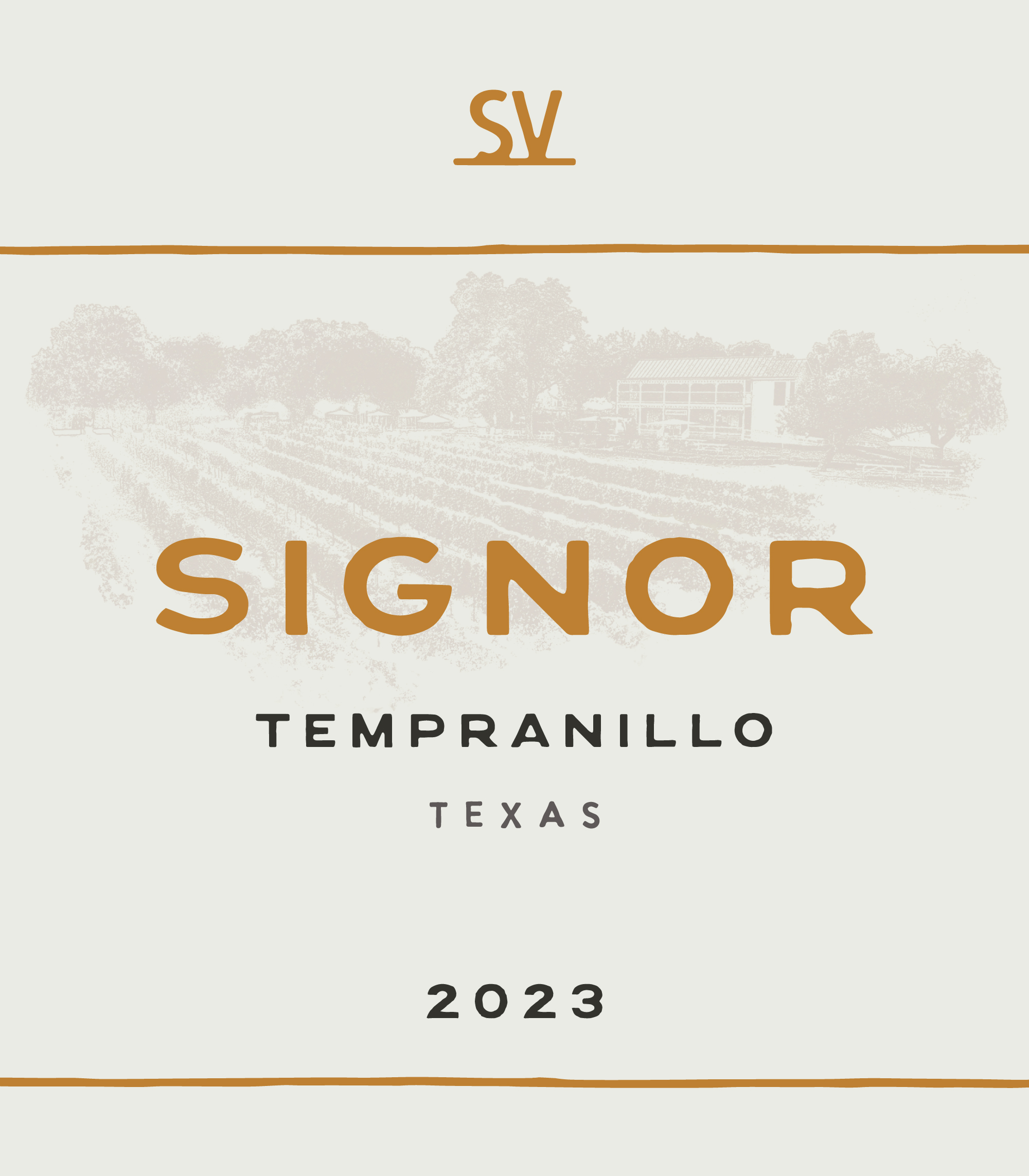 TABC label artwork for Signor Vineyards Tempranillo