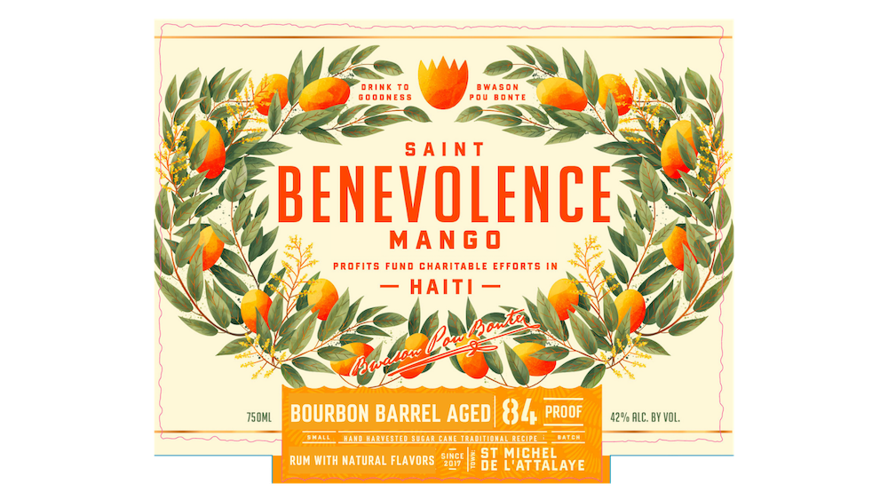 TABC label artwork for Saint Benevolence Mango Rum With Natural Flavors Bourbon Barrel Aged