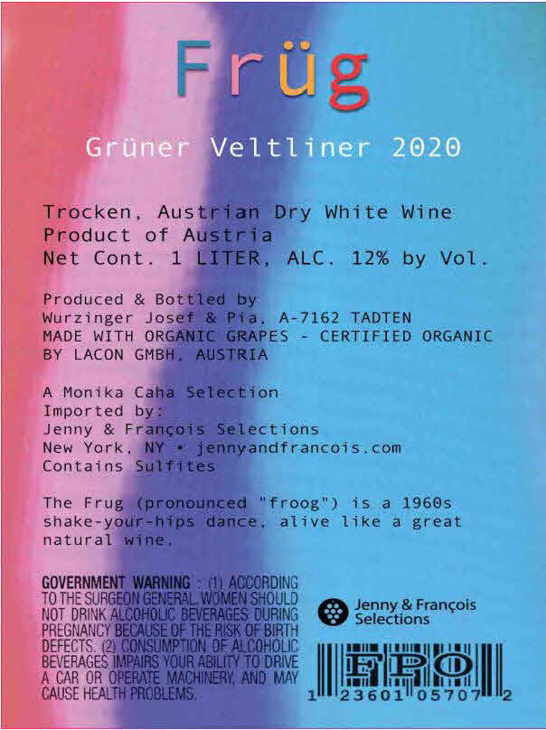 TABC label artwork for Frug Gruner Veltliner