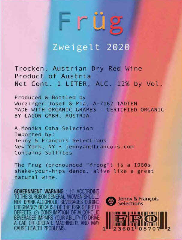 TABC label artwork for Frug Zweigelt
