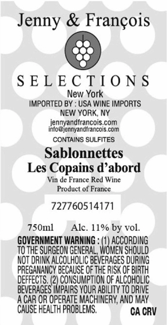 TABC label artwork for Sablonnettes Les Copains d'Abord