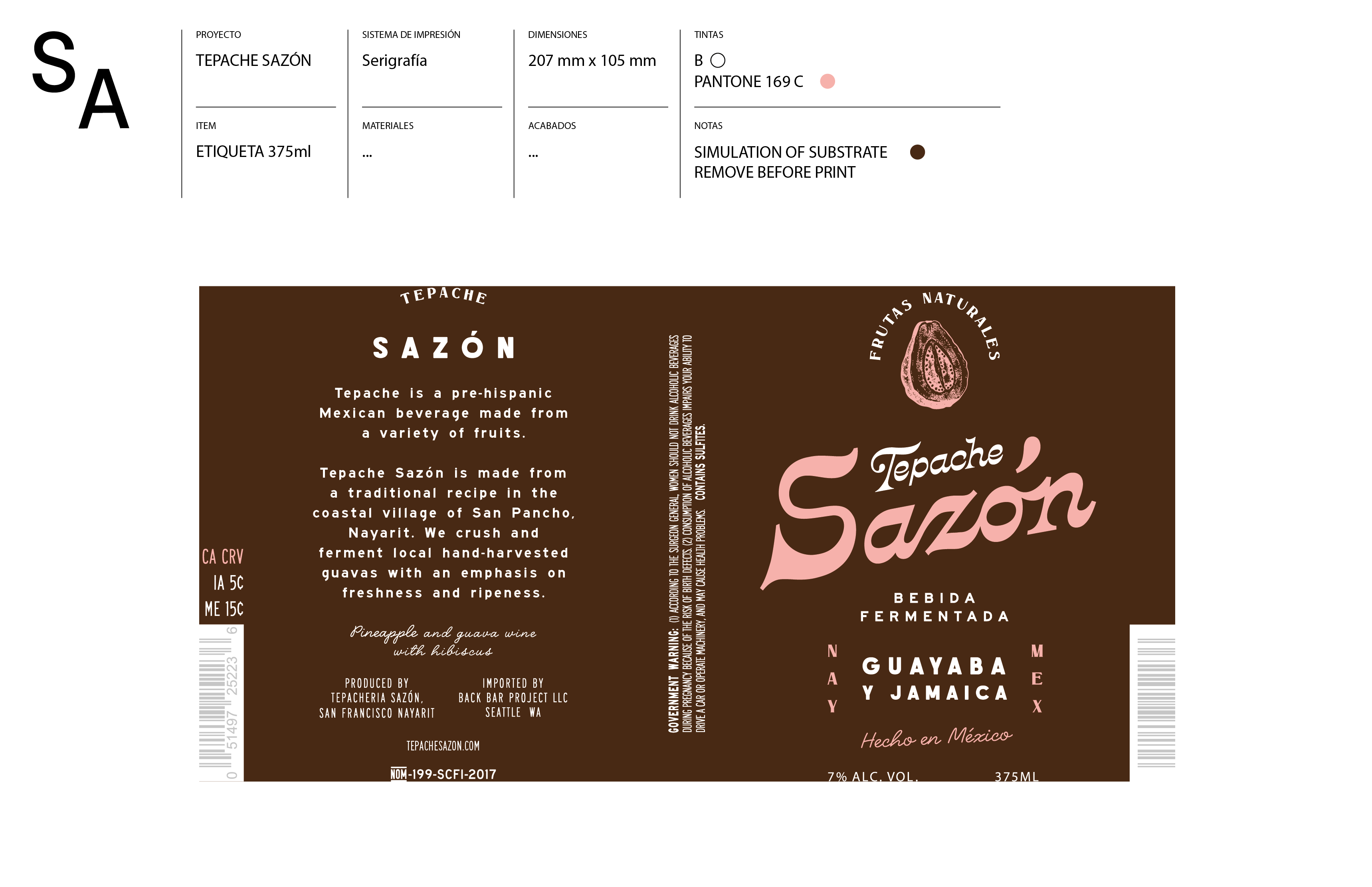 TABC label artwork for Tepache Sazon Bebida Fermentada Guayaba Y Jamaica