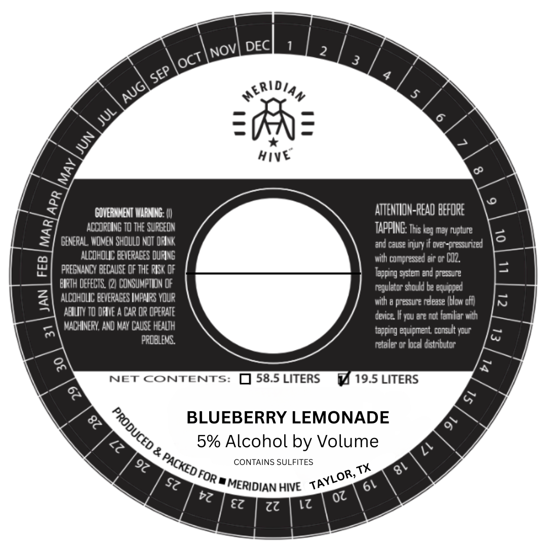 TABC label artwork for Meridian Hive Blueberry Lemonade (keg)