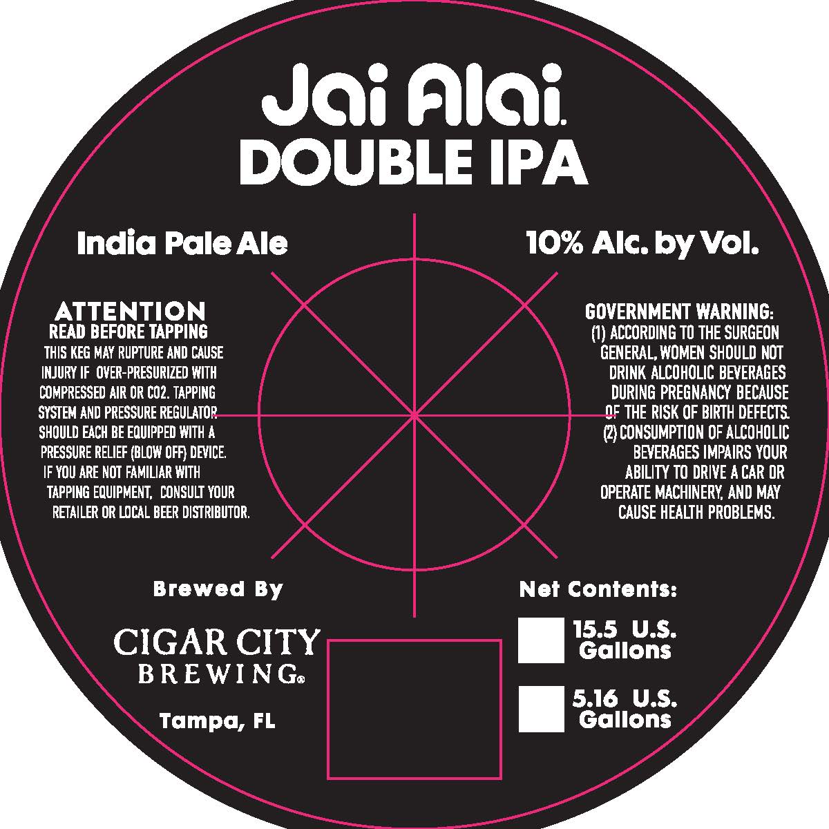 TABC label artwork for Jai Alai Double IPA (keg)