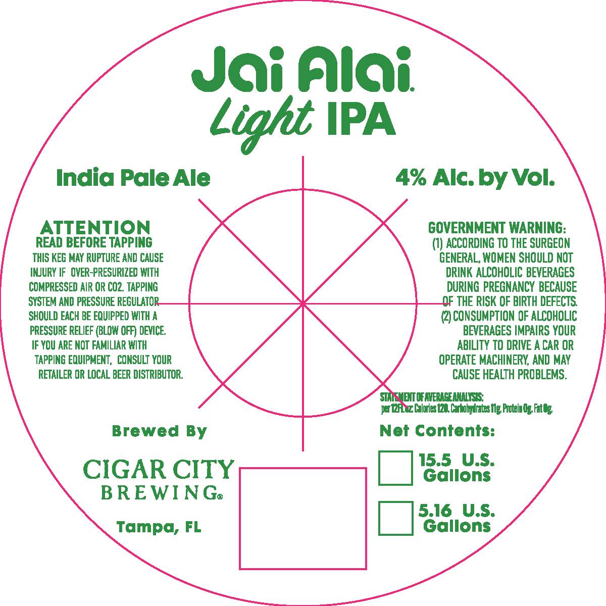 TABC label artwork for Jai Alai Light IPA (keg)