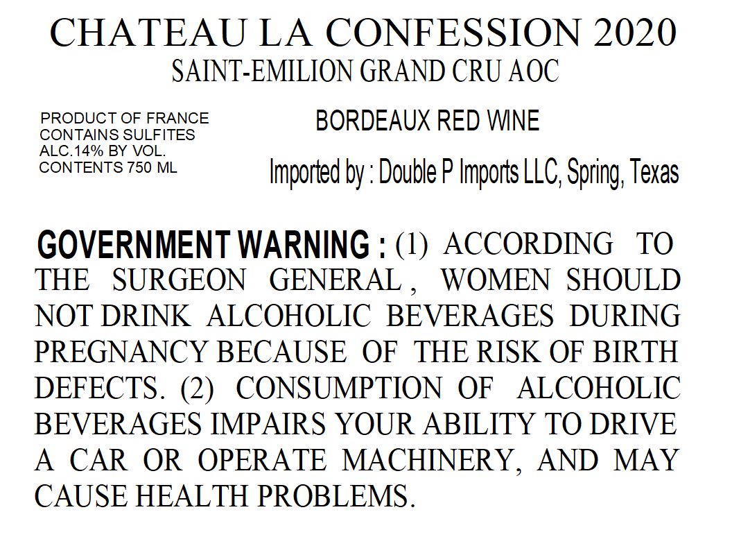 TABC label artwork for CHATEAU LA CONFESSION