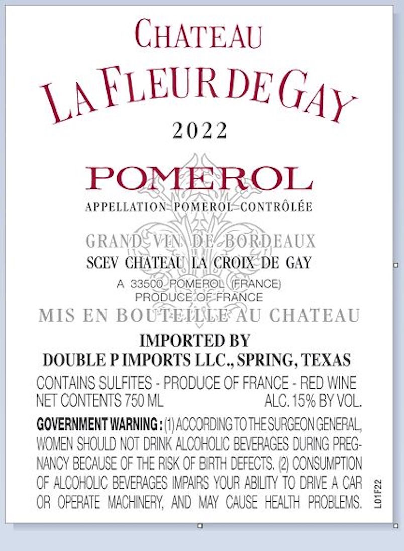 TABC label artwork for CHATEAU LA FLEUR DE GAY