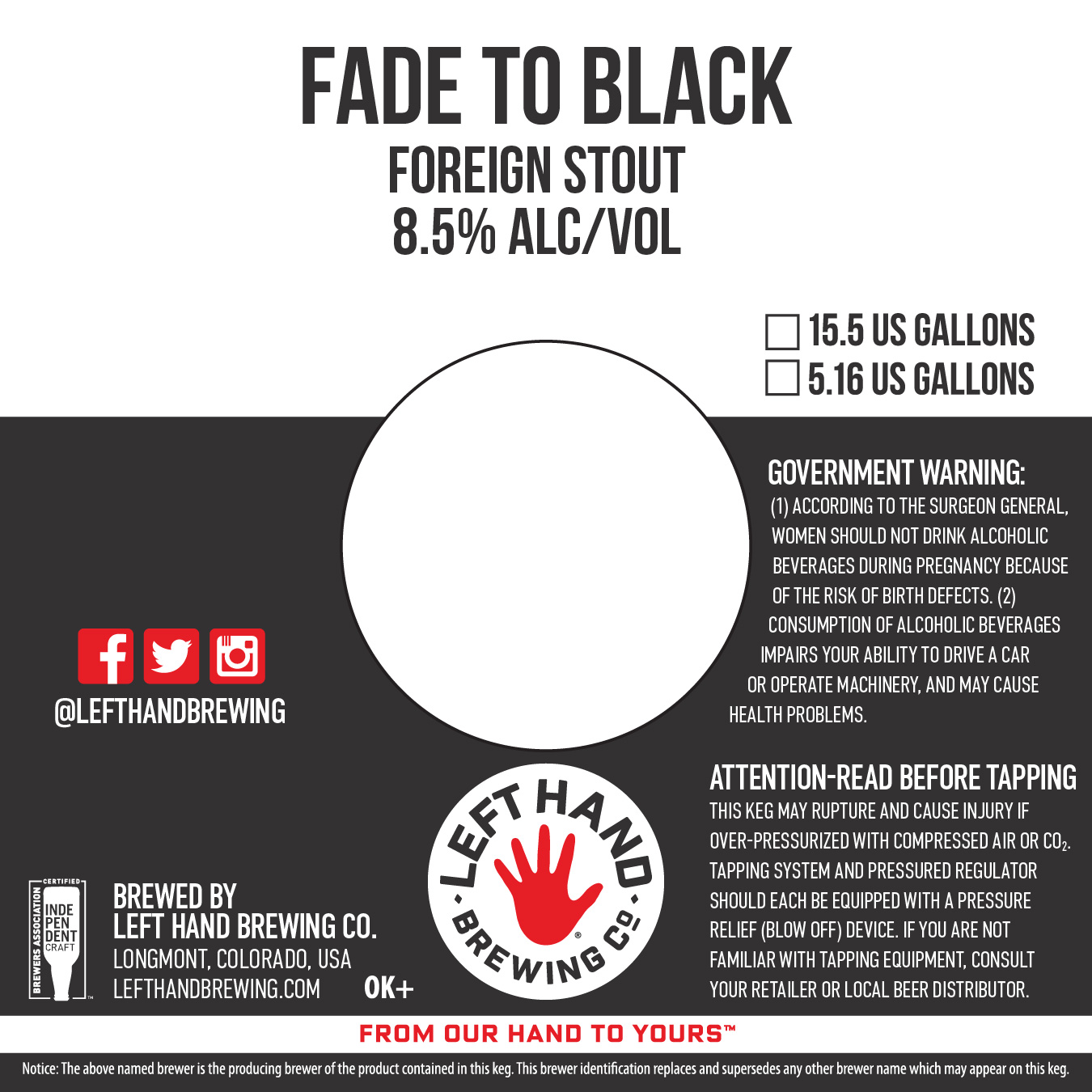 TABC label artwork for Fade to Black