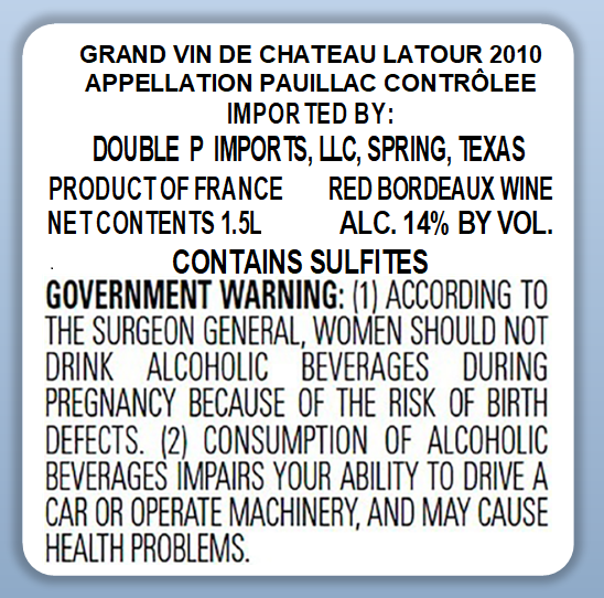 TABC label artwork for GRAND VIN DE CHATEAU LATOUR