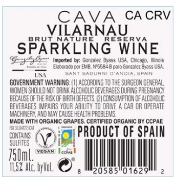 TABC label artwork for Vilarnau Brut Nature Reserva Cava