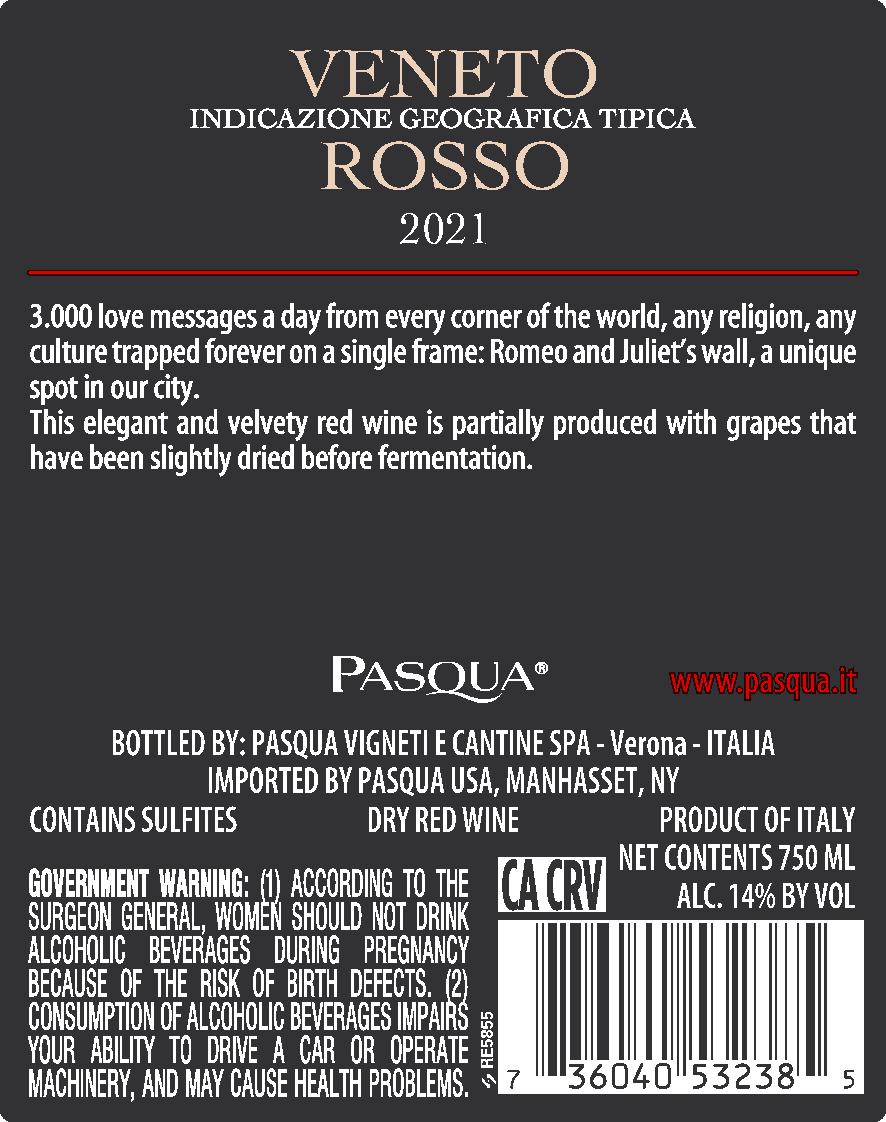 TABC label artwork for Pasqua Romeo & Juliet Veneto Red Wine