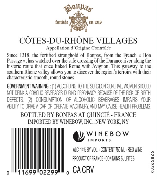 TABC label artwork for CHARTREUSE DE BONPAS