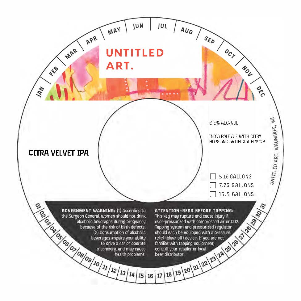 TABC label artwork for Untitled Art Citra Velvet IPA