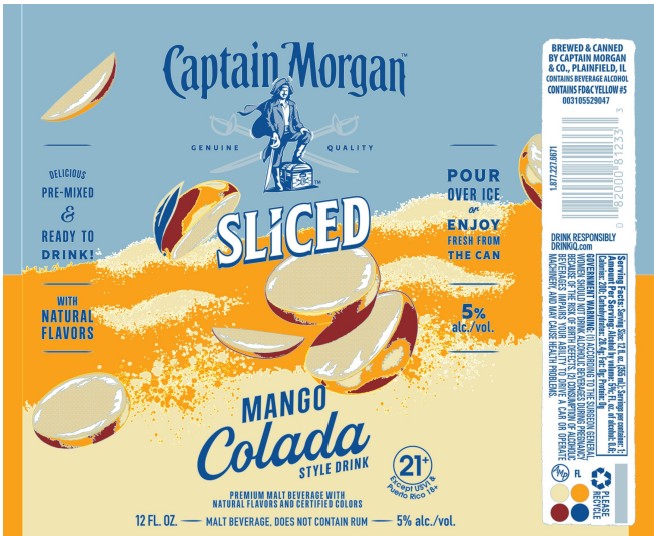TABC label artwork for Captain Morgan Sliced Mango Colada