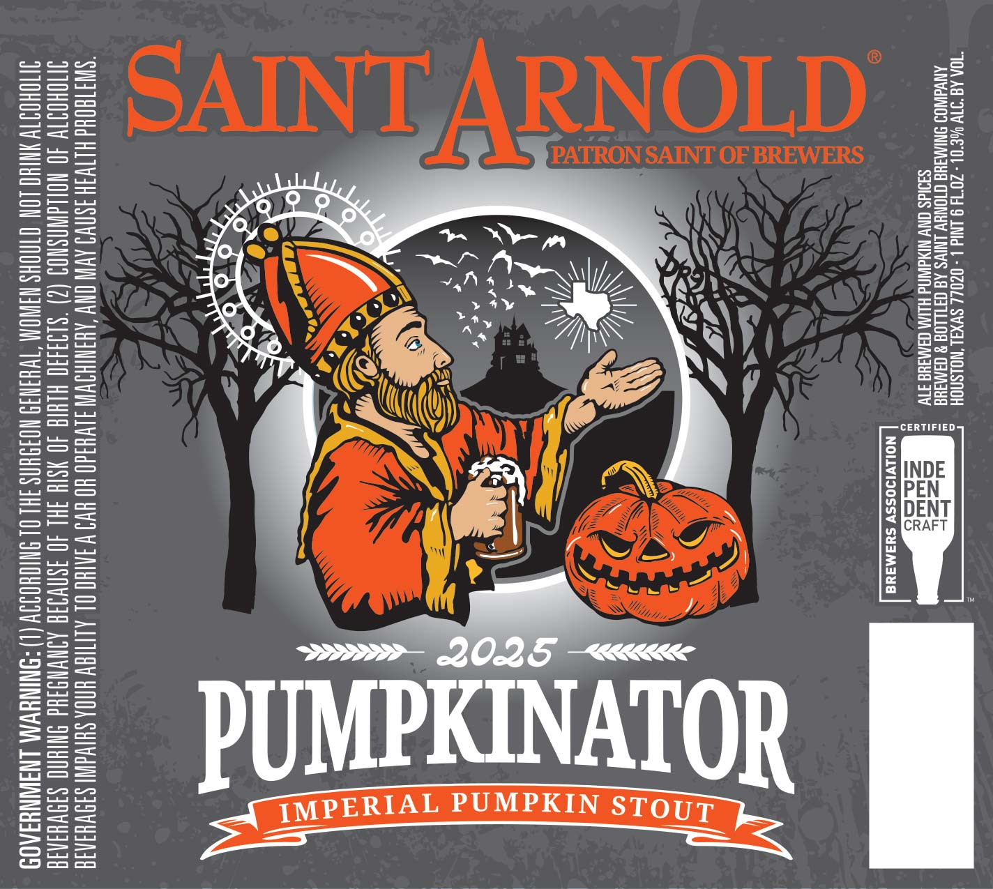 TABC label artwork for 2025 Pumpkinator