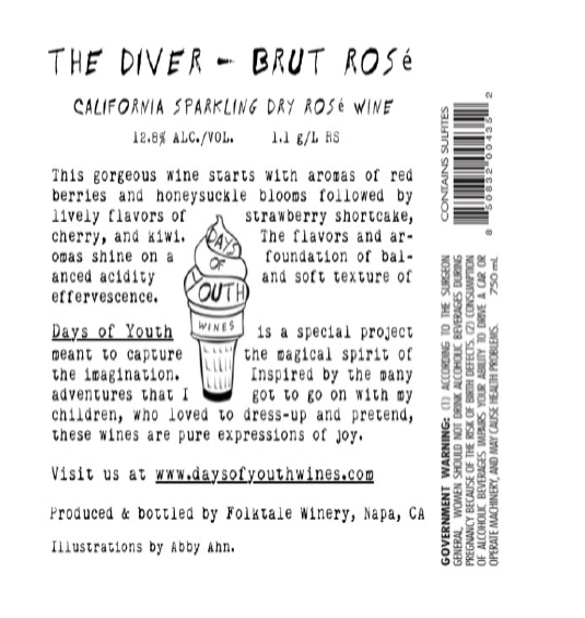 TABC label artwork for THE DIVER BRUT ROSE