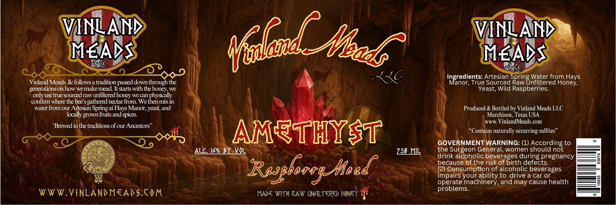 TABC label artwork for VINLAND MEADS, LLC AMETHYST RASPBERRY MEAD