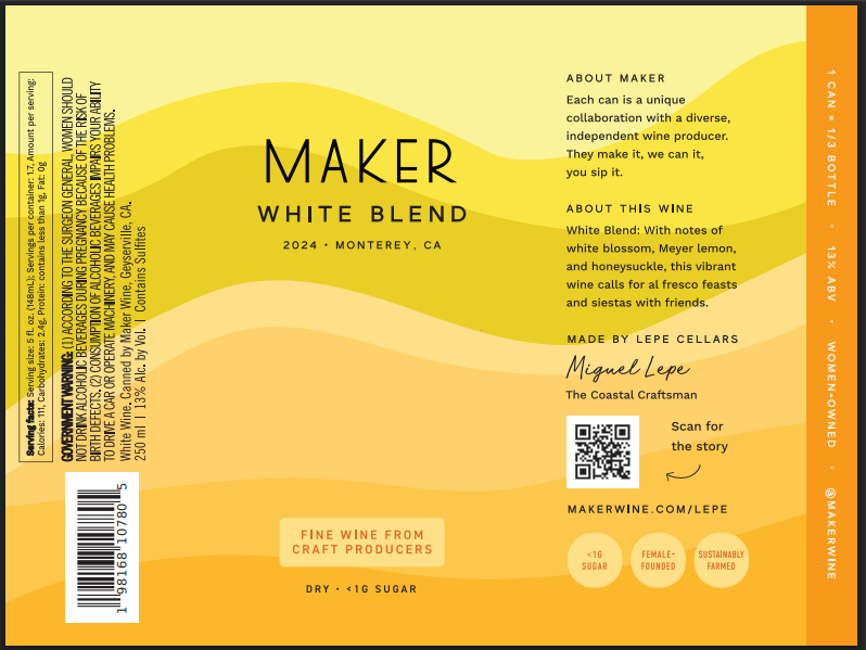 TABC label artwork for MAKER WHITE BLEND MONTEREY
