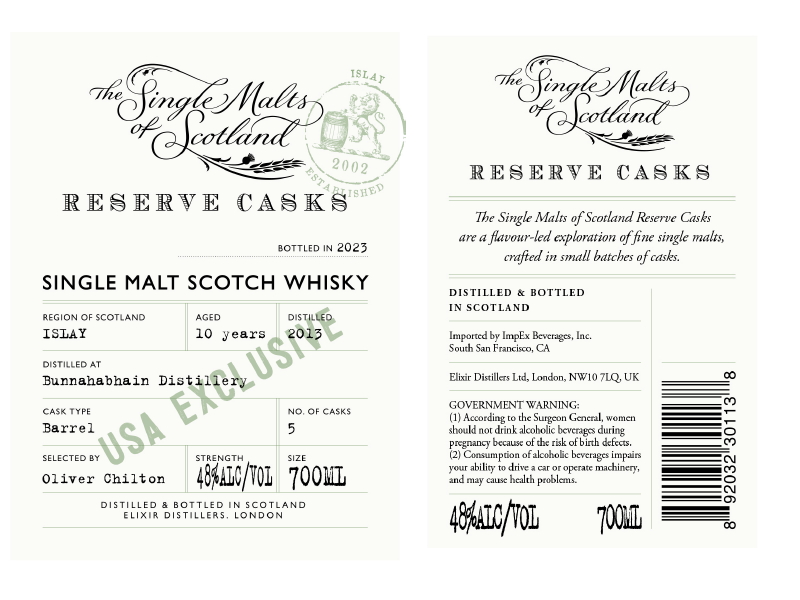 TABC label artwork for SMoS Reserve Casks Bunnahabhain