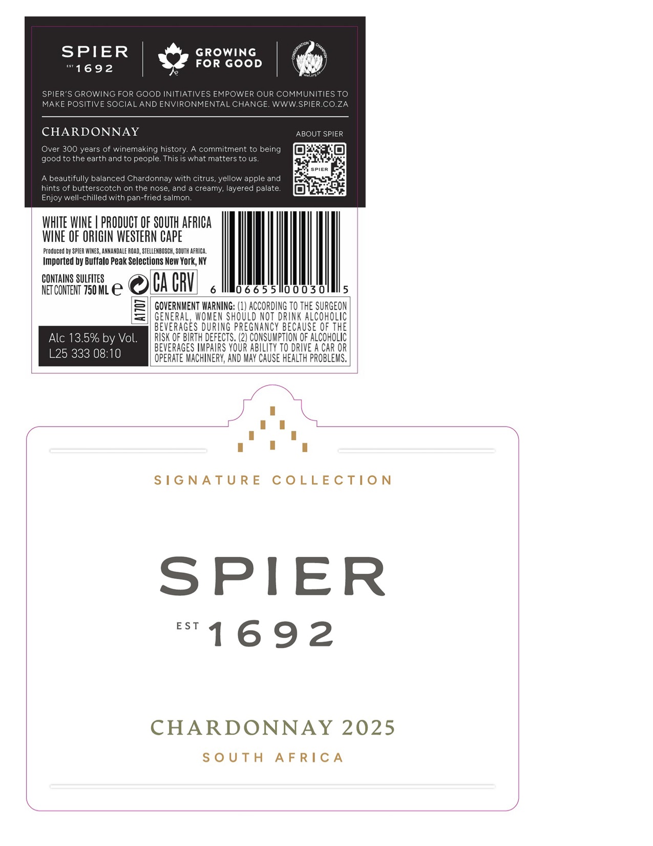 TABC label artwork for Spier Chardonnay