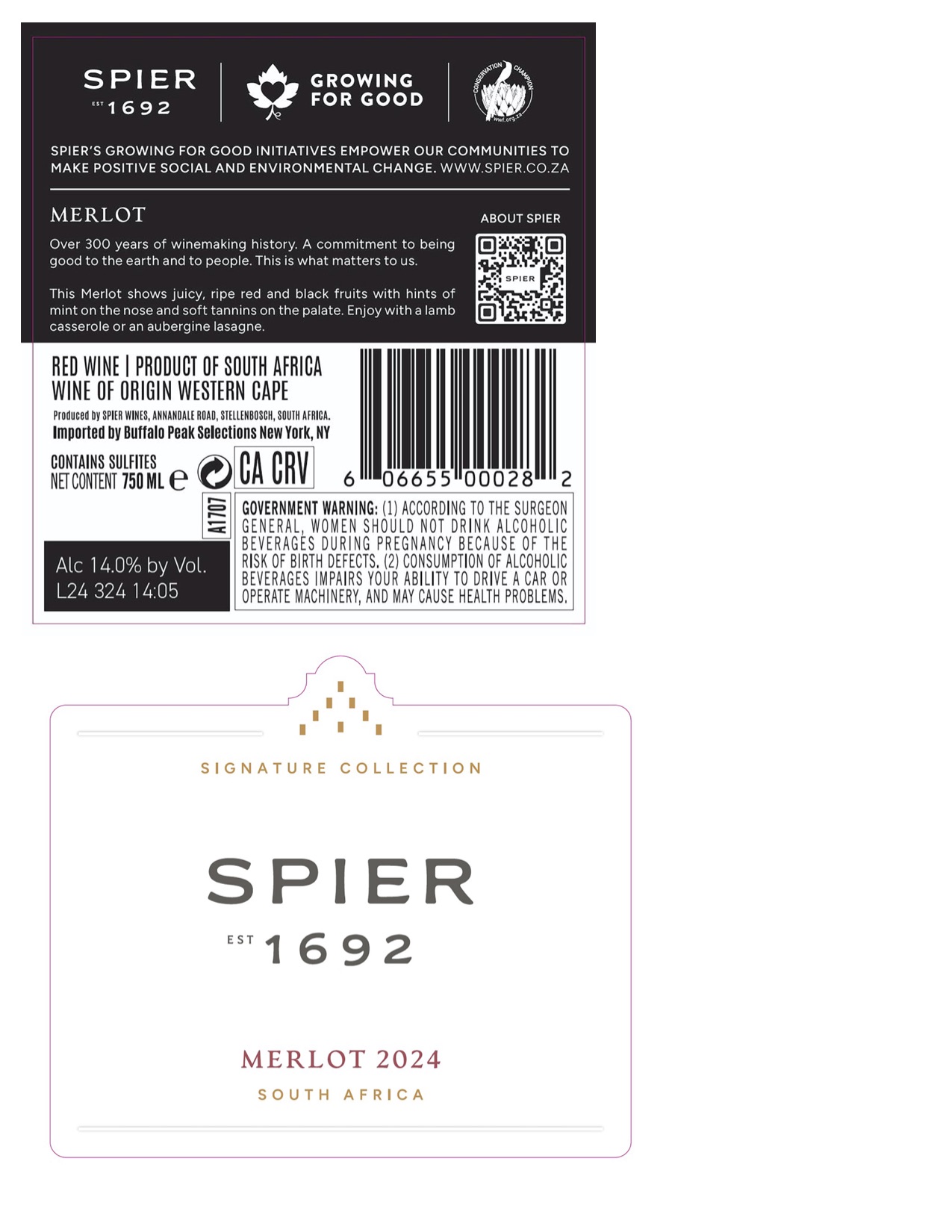 TABC label artwork for Spier Merlot