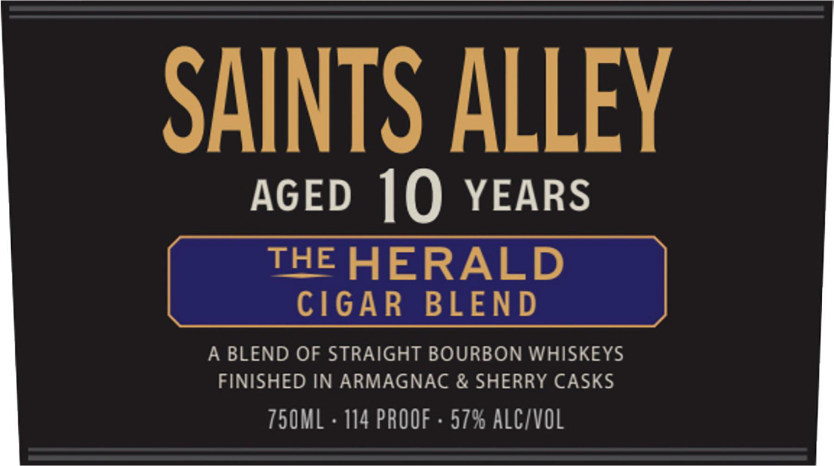 TABC label artwork for Saints Alley The Herald 10 Year Cigar Blend