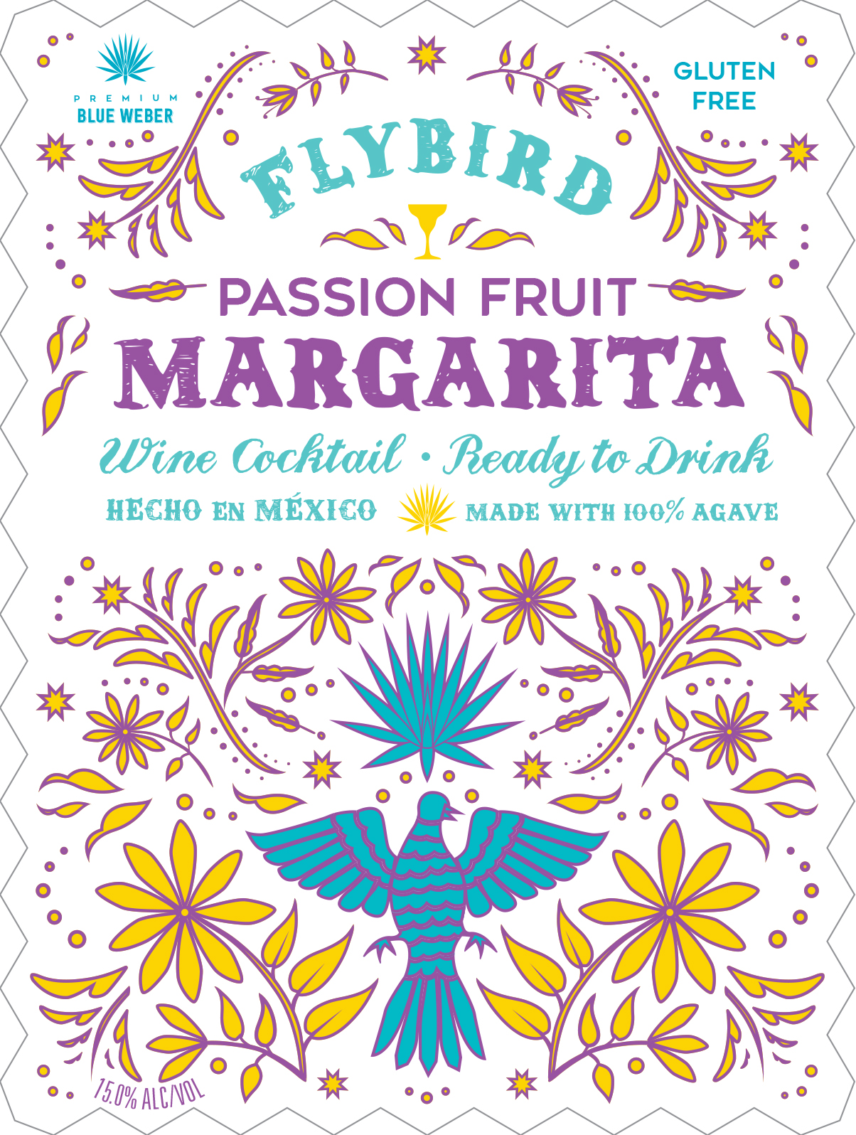 TABC label artwork for Flybird Passion Fruit Margarita