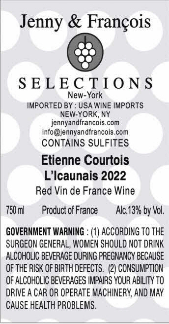 TABC label artwork for Etienne Courtois L'Icaunais