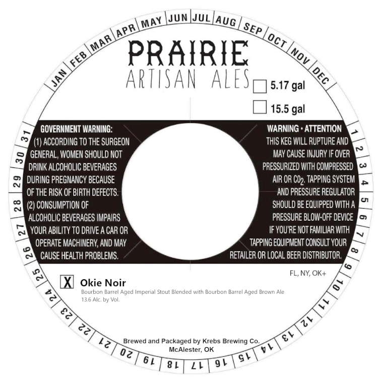 TABC label artwork for Prairie Artisan Ales Okie Noir