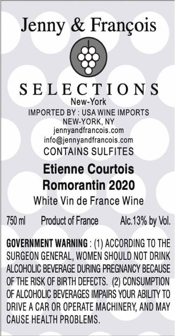TABC label artwork for Etienne Courtois Romorantin
