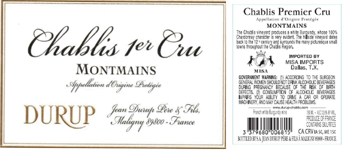 TABC label artwork for DURUP MONTMAINS