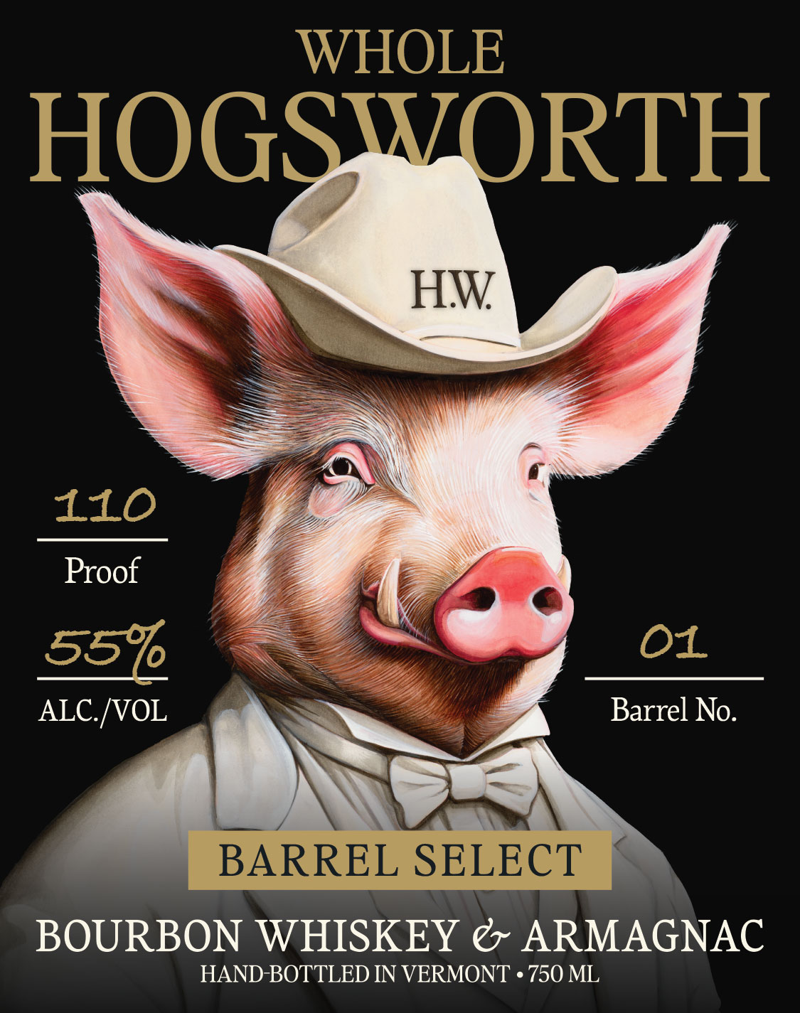 TABC label artwork for Hogsworth The 15 Private Barrel Selection