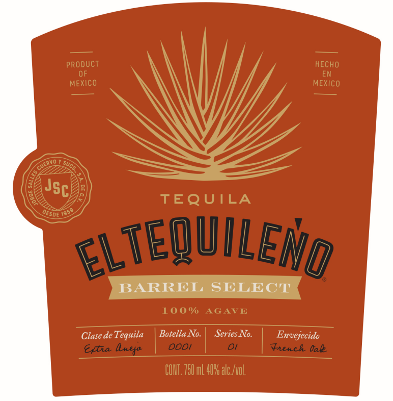 TABC label artwork for El Tequileno Tequila Barrel Select 100% Agave