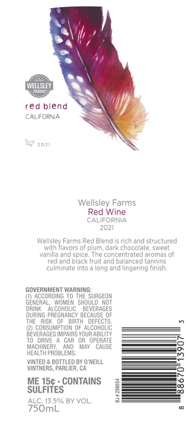 TABC label artwork for WELLSLEY FARMS RED BLEND