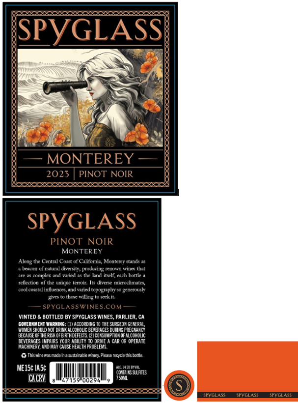 TABC label artwork for SPYGLASS PINOT NOIR