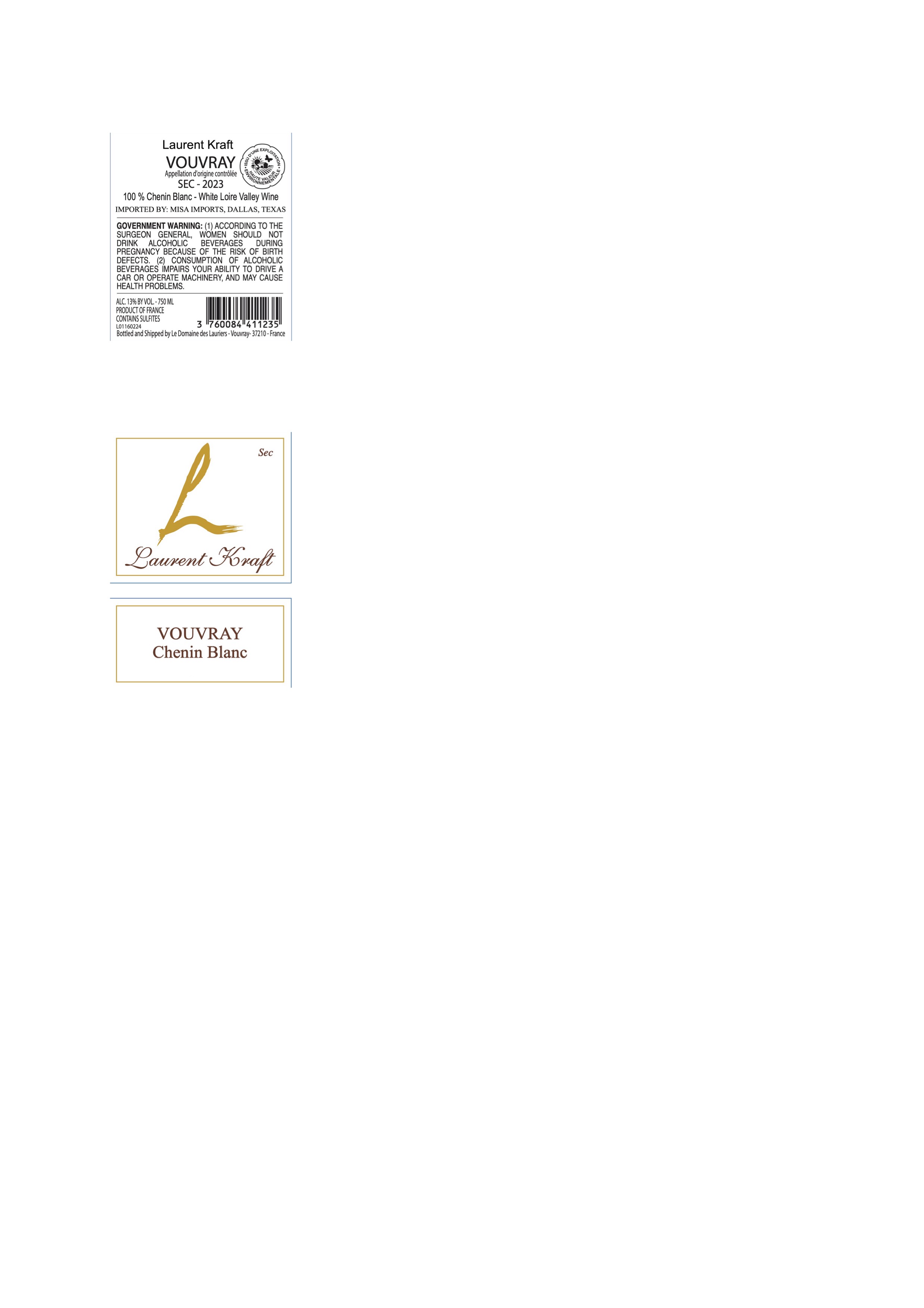 TABC label artwork for Laurent Kraft Vouvray Sec