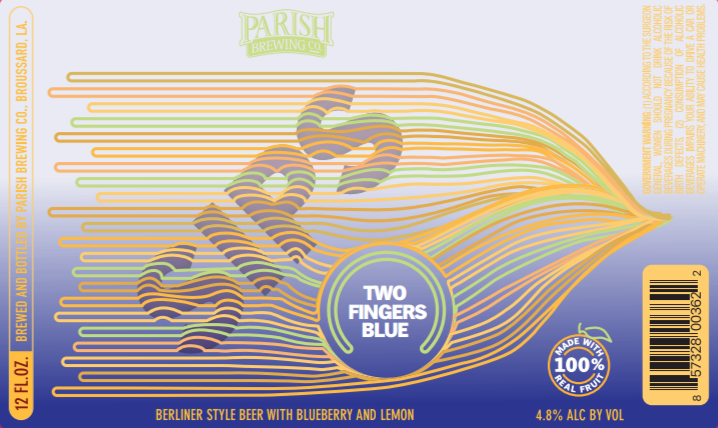 TABC label artwork for SIPS Two Fingers Blue